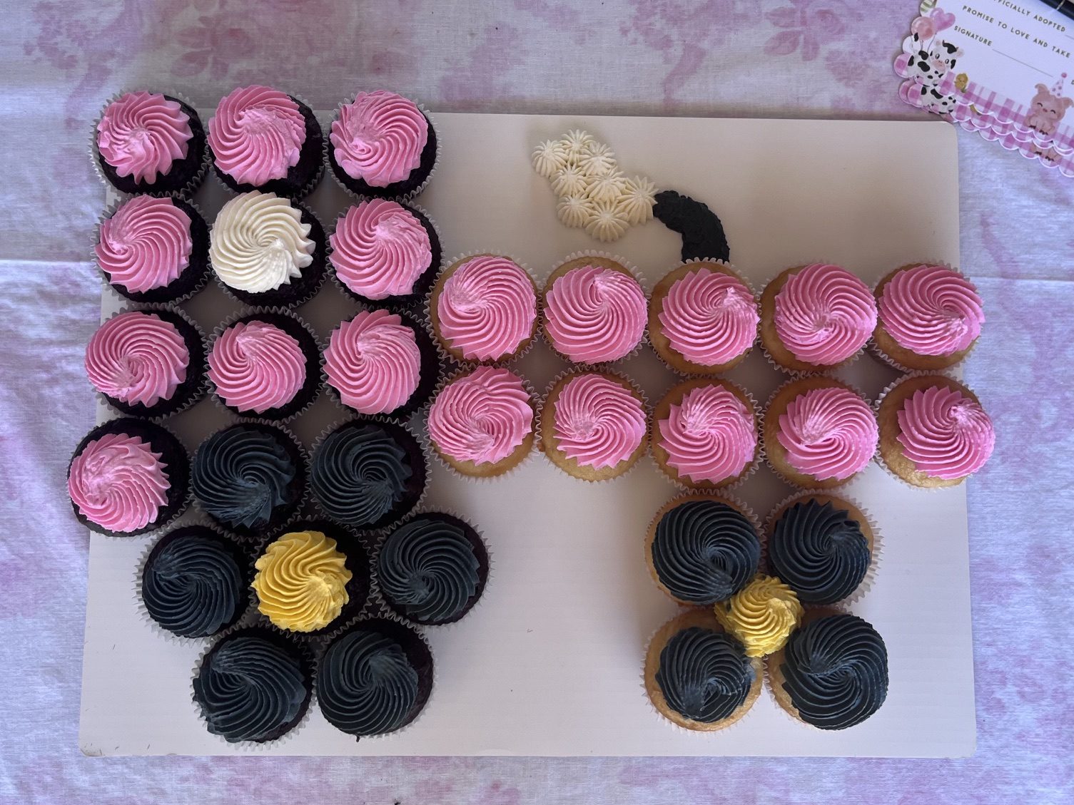 Pink and black ombre cupcake display made by Bipity Bopity Cakes, Lodi CA bakery